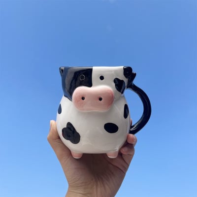 Creative cute cow ceramic mug