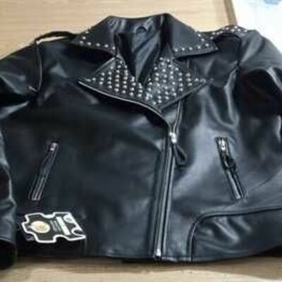 Crafted leather handmade classic men's punk style studded leather jacket  - Thumbnail 5
