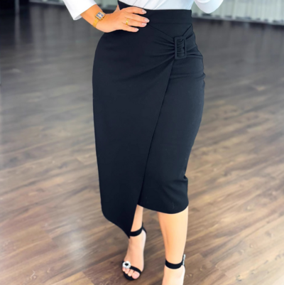Black Temperament High Waisted Design Skirt