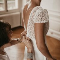Modest West Lace Country Wedding Dresses V Neck Bohemian Lace Wedding Dress - Thumbnail 4