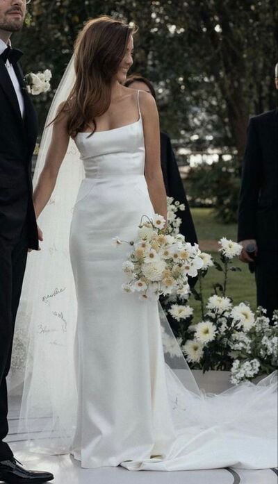Simple Sheath Sleeveless Beach Boho Wedding Dress Bridal Gown Wedding Gown