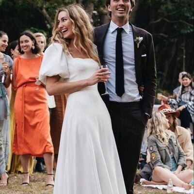 Simple sheath short sleeve beach boho wedding dress bridal gown wedding gown