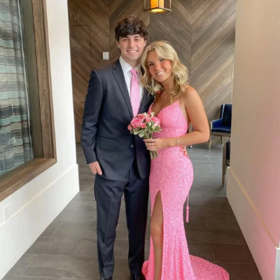 Elegant mermaid pink sequin prom dresses for women - Thumbnail 1