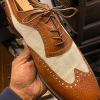 Handmade Men's Extraordinary Structure Brown With Tweed Cultural Wingtip Lace Up Shoes Wedding Edition - Thumbnail 1