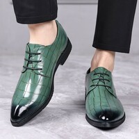 Embossed pointed toe business casual men's lace-up shoes - Thumbnail 3