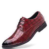 Embossed pointed toe business casual men's lace-up shoes - Thumbnail 2
