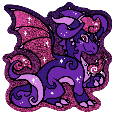 Rune the witch dragon vinyl glitter sticker