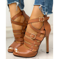 Women's Stiletto high heel rivet multi-buckle sandals - Thumbnail 3