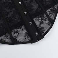 Gothic Black Lacy Off-shoulder Corset Top - Thumbnail 7