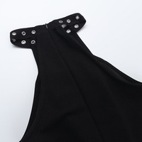 Gothic Lace Up Black Halter Dress - Thumbnail 8
