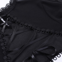 Gothic Black Long Sleeve Cover Up Crop Top - Thumbnail 5