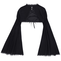 Gothic Black Long Sleeve Cover Up Crop Top - Thumbnail 4