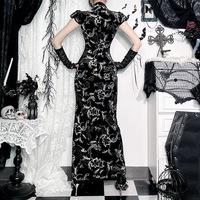 Modern Chinese Gold Foil Cheongsam Dress with High Slit - Thumbnail 5