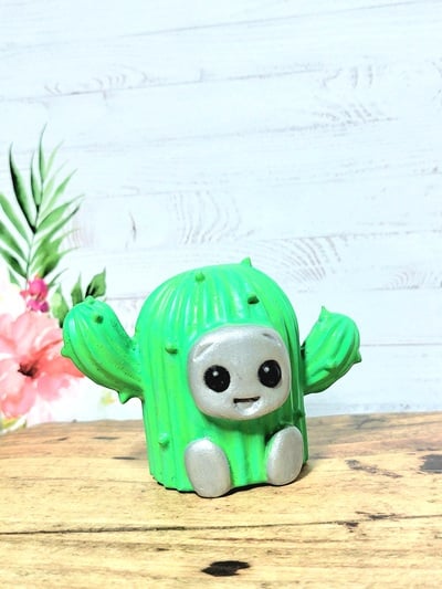 Cactus Costume Robot Resin Art Toy Figure Kawaii Desk Friend Gift