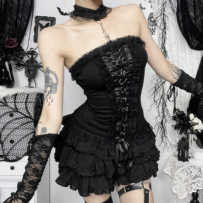 Gothic Black Lace Tube Top
