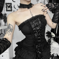 Gothic Black Lace Tube Top - Thumbnail 1