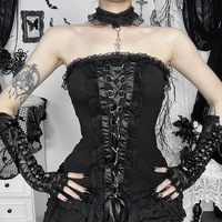 Gothic Black Lace Tube Top - Thumbnail 2