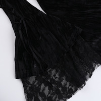 Gothic Black Velvet Flare Sleeve Dress - Thumbnail 7