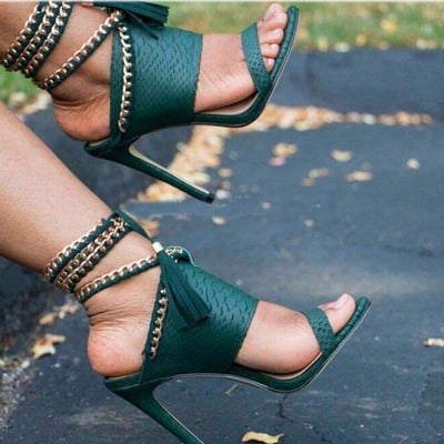 Strappy open toe high heel sandals party shoes 4 colors