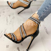 Women's rhinestone stiletto sandals - Thumbnail 1
