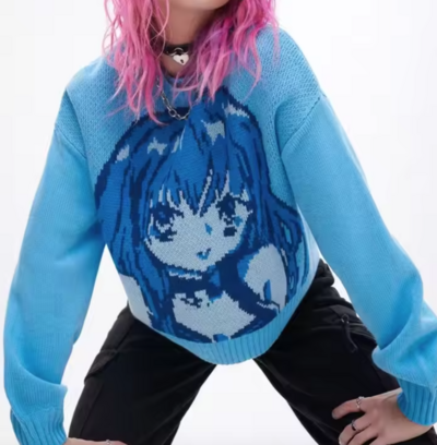 *Free Shipping*BABY BLUE ANIME SWEATER
