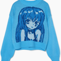 *Free Shipping*BABY BLUE ANIME SWEATER - Thumbnail 3