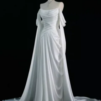 Off Shoulder White A-Line Long Formal Prom Dresses - Thumbnail 1