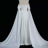 Off Shoulder White A-Line Long Formal Prom Dresses - Thumbnail 2