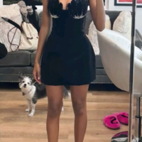 Sweetheart Black Velvet Short Prom Dresses - Thumbnail 1