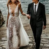 Sexy Sheer Lace Bridal Gown Wedding Dress - Thumbnail 1