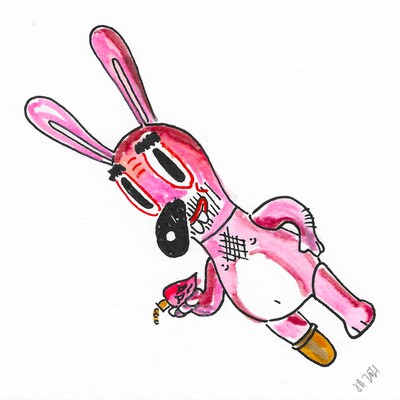 Drawing by judas arrieta "honoring dumb luck bunny" 