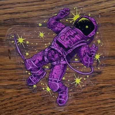 Untethered astronaut - sticker (large) (clear)