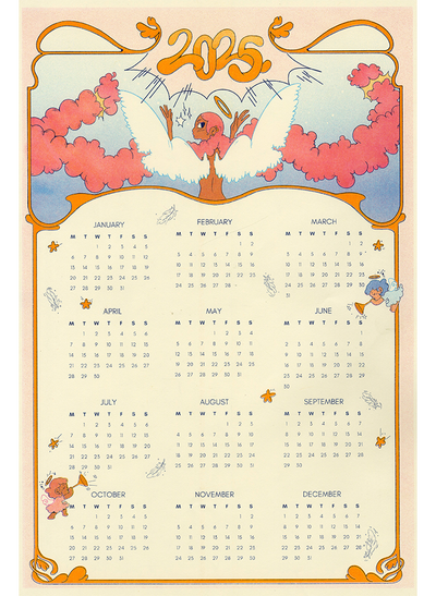 2025 Angel Full Year Risograph Calendar