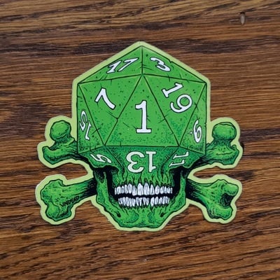 D20 fail skull - sticker