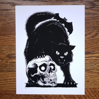 Skull cat (day 2 of 30 days of critters 2024)  - print