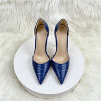 Women's blue snake pattern high heels stiletto hollow shoes  - Thumbnail 5
