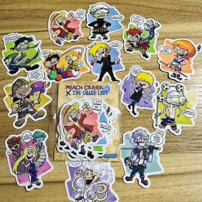 Peach creek x the grand line (ed, edd, n eddy x one piece) sticker set
