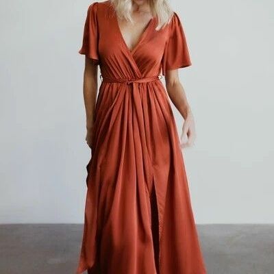 Simple a line coral mother of the bride/groom dress evening formal dress