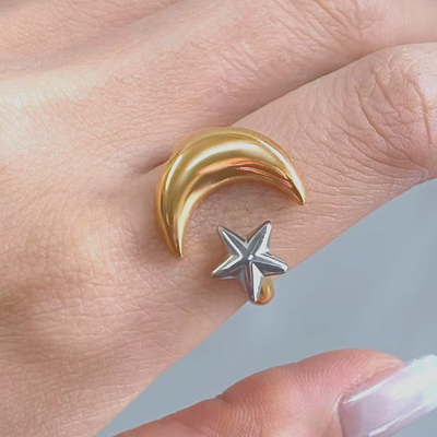 Moon & star ring