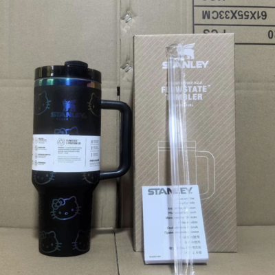 Handmade luxury insulated tumbler with handle - holographic