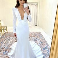 Sexy Mermaid Satin Wedding Gown Bridal Gown Wedding Dress - Thumbnail 1