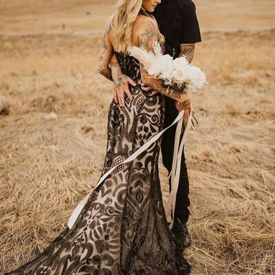 Sexy mermaid appliques tulle wedding gown bridal gown wedding dress