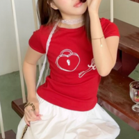 Heart Key Red Cropped Top - Thumbnail 5