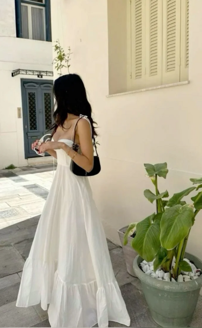 Vintage A Line Spaghetti Straps Ivory Ruffles Prom Dresses