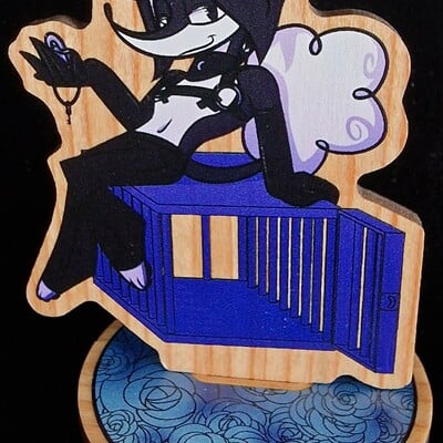 Furry bdsm wooden standee - javier the poodle dog