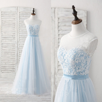 White and Blue Prom Dresses, Long Party Dresses, Formal Dresses, Bridesmaid Dresses, Maid of Honor Dresses - Thumbnail 1