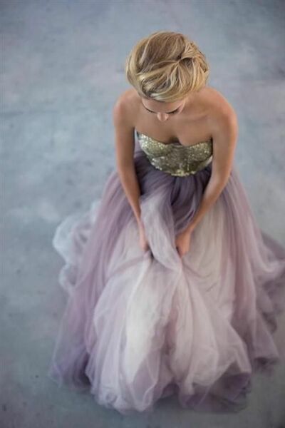 White and Purple Wedding Dresses, Colored Bridal Gown, Untraditional Wedding Gown