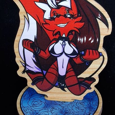 Furry bdsm wooden standee - willow the somali cat