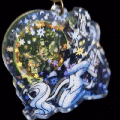 Furry shaker keychain - kenneth the alicorn / russian blue cat