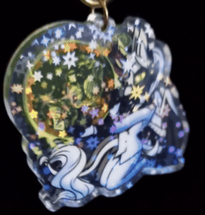 Furry Shaker Keychain - Kenneth The Alicorn / Russian Blue Cat